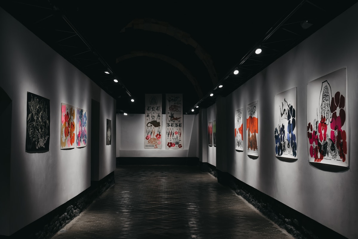 Contemporary artworks displayed in an ArtVault gallery